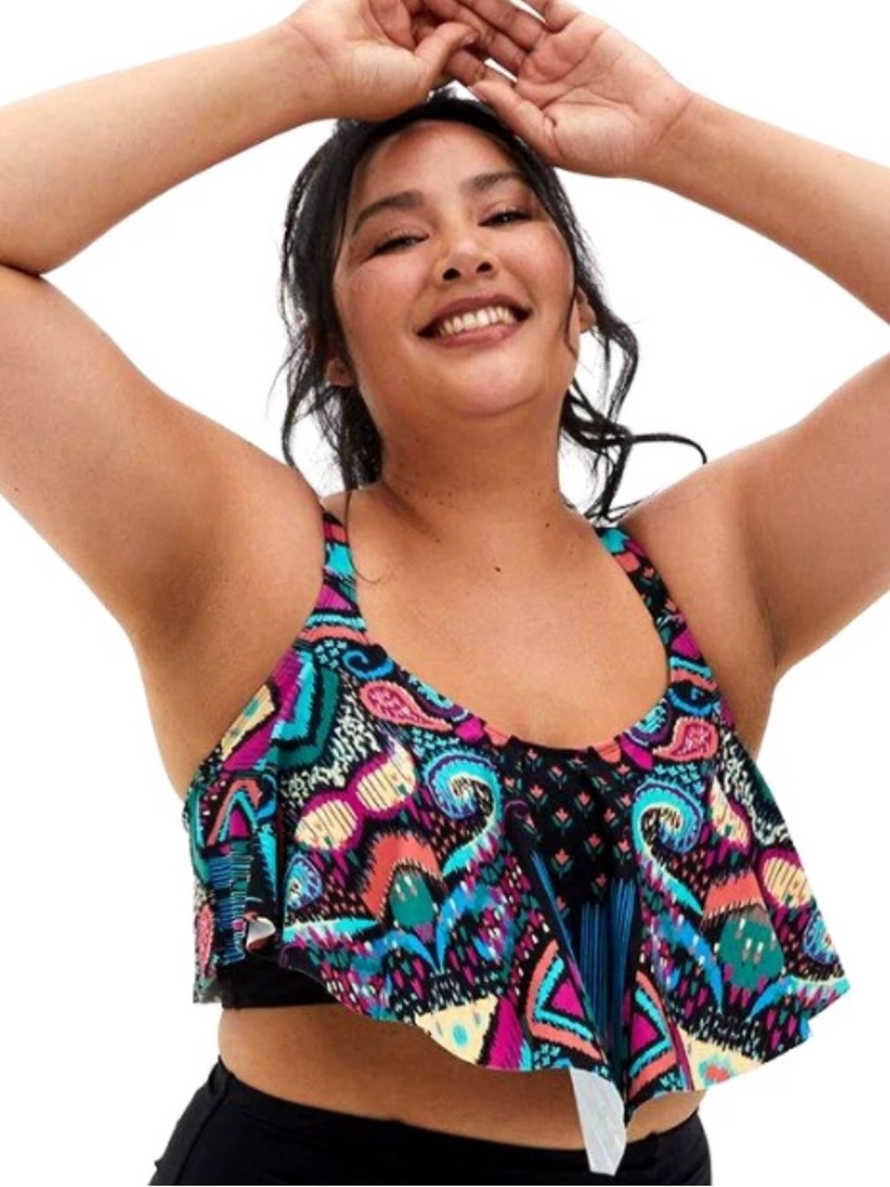 Torrid Tropical Paisley Flyaway Bikini Swim Top Size 4X